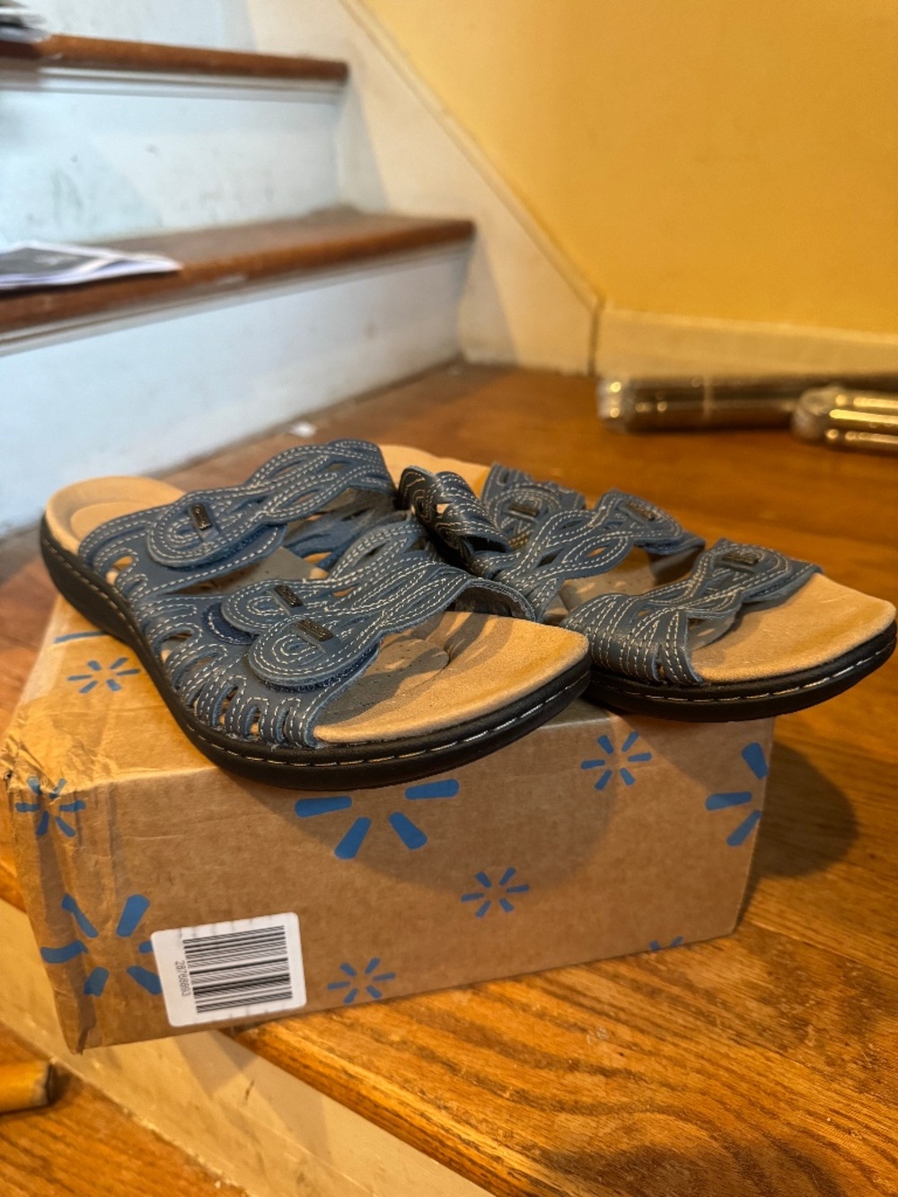 Clarks Navy Sandals- Women's 10